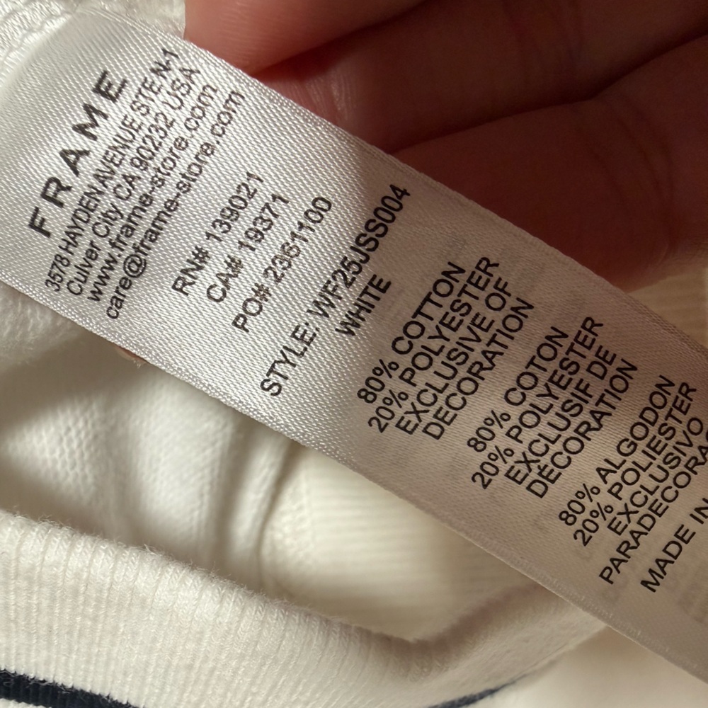 FRAME The Tennis Sweatshirt White Cropped Crewneck Logo Sporty Preppy NWT Small - Picture 6 of 9